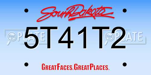 5T41T2 South Dakota License Plate