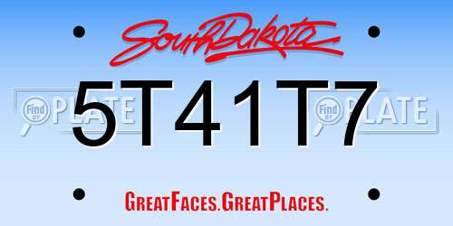 5T41T7 South Dakota License Plate
