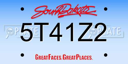 5T41Z2 South Dakota License Plate