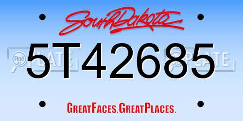 5T42685 South Dakota License Plate