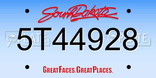 5T44928 South Dakota License Plate
