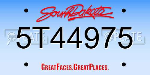 5T44975 South Dakota License Plate