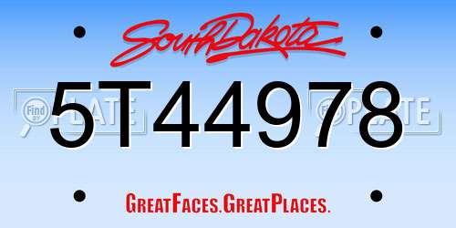 5T44978 South Dakota License Plate