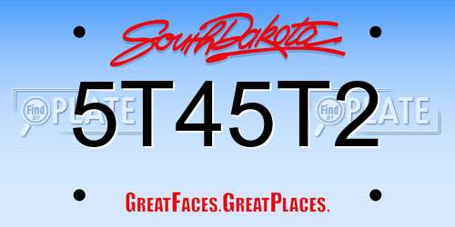 5T45T2 South Dakota License Plate