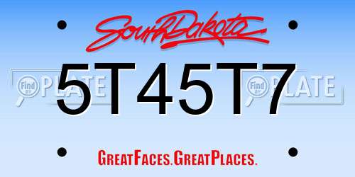 5T45T7 South Dakota License Plate