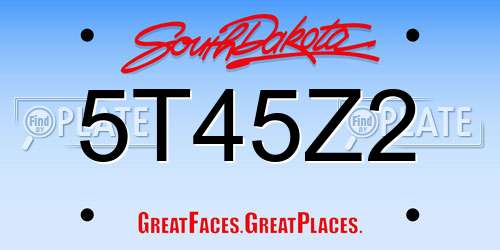 5T45Z2 South Dakota License Plate
