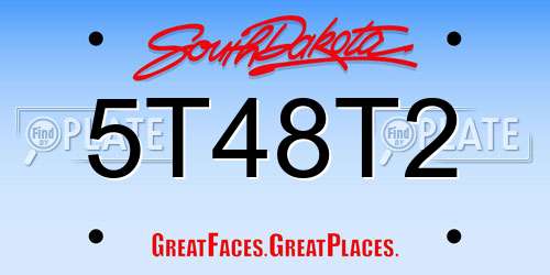 5T48T2 South Dakota License Plate