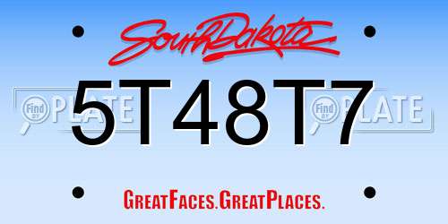 5T48T7 South Dakota License Plate