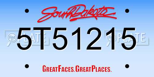 5T51215 South Dakota License Plate