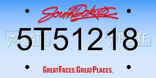 5T51218 South Dakota License Plate