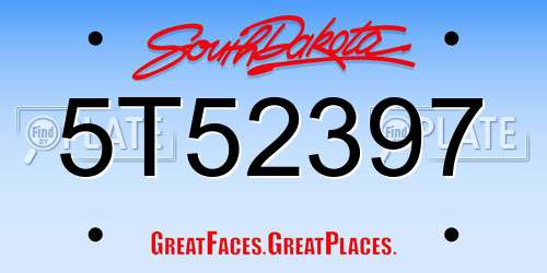 5T52397 South Dakota License Plate