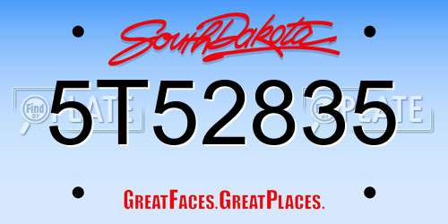 5T52835 South Dakota License Plate
