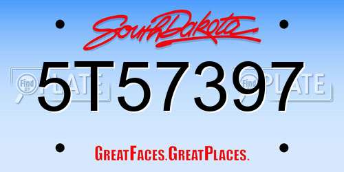 5T57397 South Dakota License Plate