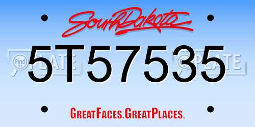 5T57535 South Dakota License Plate