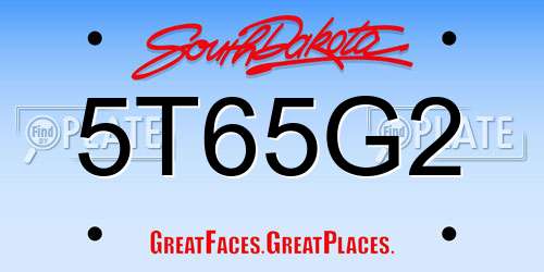 5T65G2 South Dakota License Plate