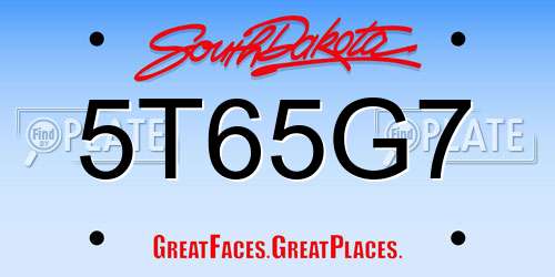 5T65G7 South Dakota License Plate
