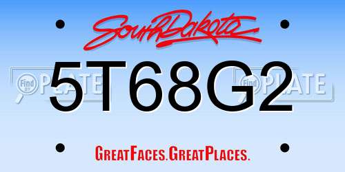 5T68G2 South Dakota License Plate