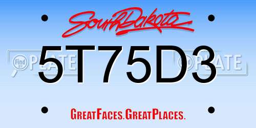 5T75D3 South Dakota License Plate