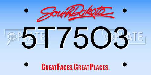 5T75O3 South Dakota License Plate