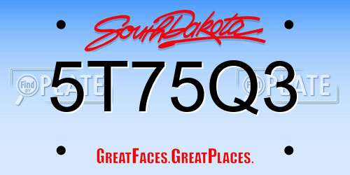 5T75Q3 South Dakota License Plate