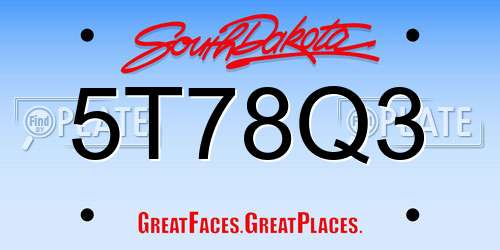 5T78Q3 South Dakota License Plate