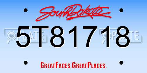 5T81718 South Dakota License Plate
