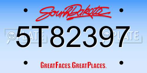 5T82397 South Dakota License Plate
