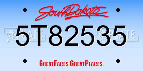 5T82535 South Dakota License Plate