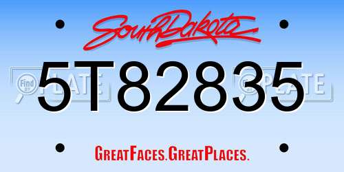 5T82835 South Dakota License Plate