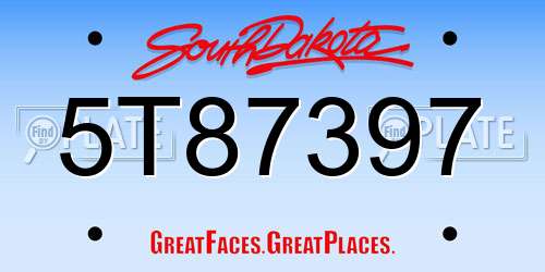 5T87397 South Dakota License Plate