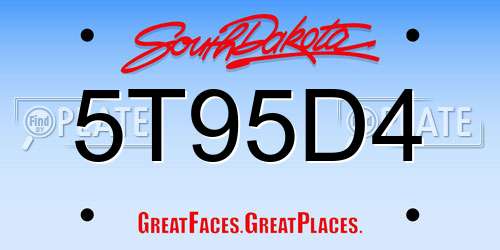 5T95D4 South Dakota License Plate