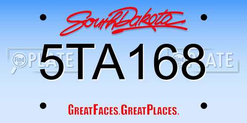 5TA168 South Dakota License Plate
