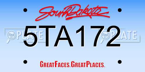 5TA172 South Dakota License Plate