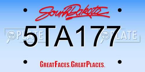 5TA177 South Dakota License Plate