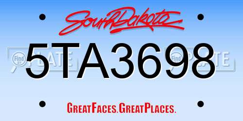 5TA3698 South Dakota License Plate