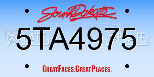 5TA4975 South Dakota License Plate