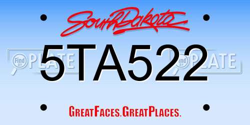 5TA522 South Dakota License Plate
