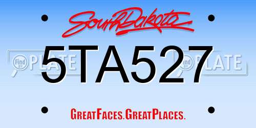 5TA527 South Dakota License Plate