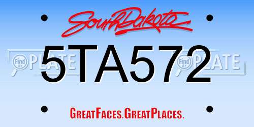 5TA572 South Dakota License Plate