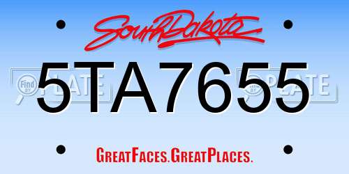 5TA7655 South Dakota License Plate