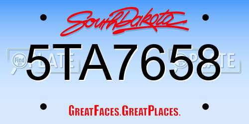 5TA7658 South Dakota License Plate