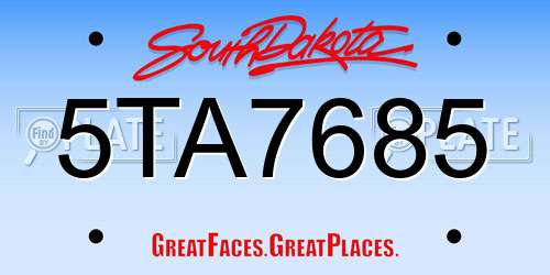 5TA7685 South Dakota License Plate