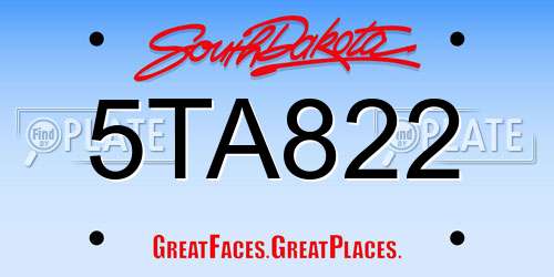 5TA822 South Dakota License Plate
