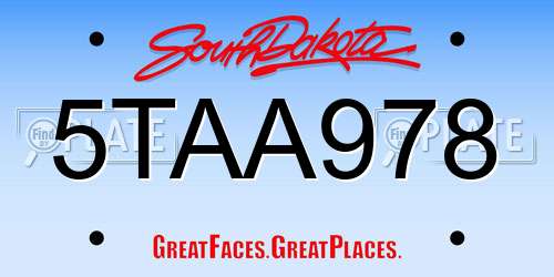 5TAA978 South Dakota License Plate