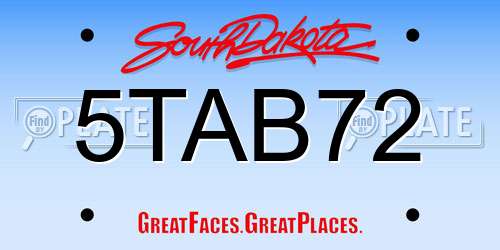5TAB72 South Dakota License Plate
