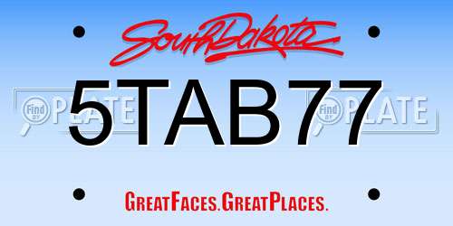 5TAB77 South Dakota License Plate