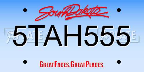 5TAH555 South Dakota License Plate