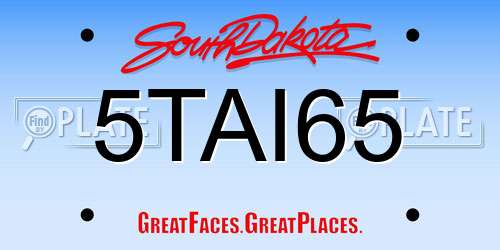 5TAI65 South Dakota License Plate