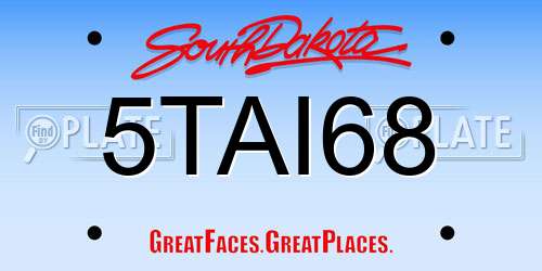 5TAI68 South Dakota License Plate