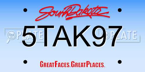 5TAK97 South Dakota License Plate